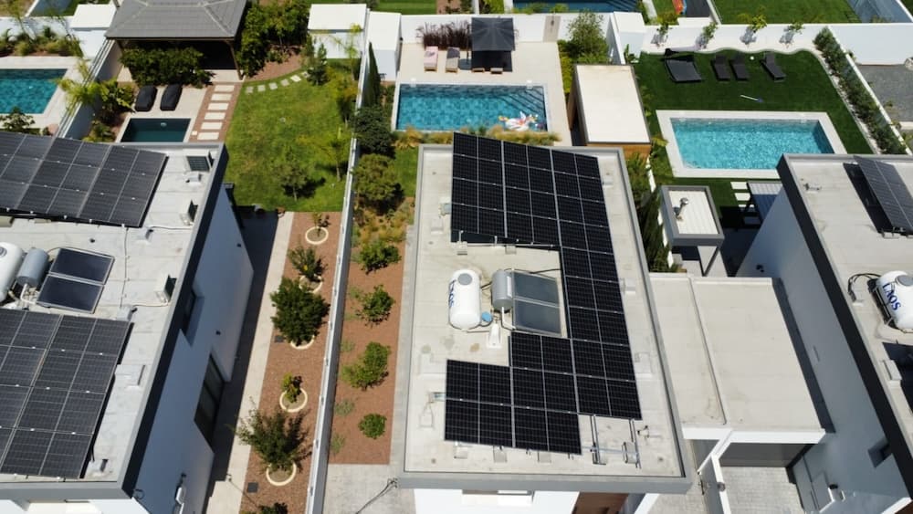 Commercial photovoltaic system on a business rooftop in Cyprus